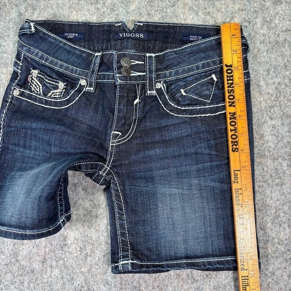 Vigoss‎ Denim Shorts Women's 26 x5 The Dublin Bermuda Embroidered Jorts Jean